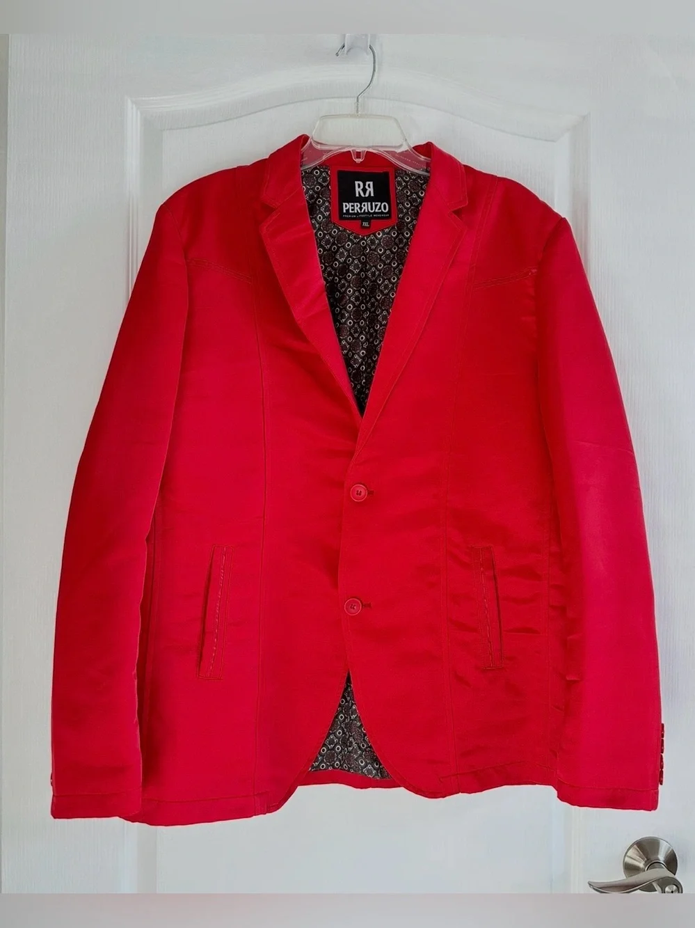Rare Vintage Perruzo Men's Bright Red Two-Button Sport Blazer -Size XXL